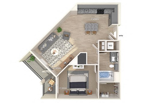 A2 One Bedroom Floorplan Image at Verge Apartments in Atlanta GA