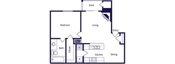 One bedroom floor plan image at Sienna at Cherry Creek Apartments in Denver CO