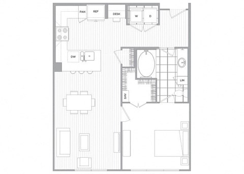 One bedroom floor plan image at Cirro King of Prussia Apartments in King of Prussia PA