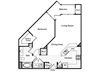 One bedroom one bathroom floor plan at Westchester at the Pavilions in Waldorf MD