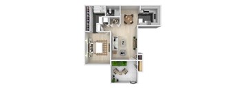 One bedroom floor plan image at The Resort at Encinitas Apartments in Encinitas CA