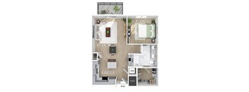 One bedroom floor plan at The Penstone Apartments and Townhomes in South Walpole MA
