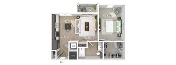 One bedroom floor plan image at Wayfern Apartments in Sandy Springs GA