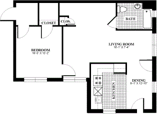 A3 Income Restricted Floor Plan at The Barrington Apartments