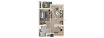 One bedroom floor plan at The Braydon Apartments in Napa CA