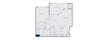 One bedroom one bathroom floorplan image at Callista Hill Country Apartments in Austin TX