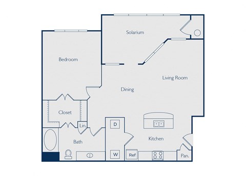 One bedroom one bathroom floorplan image at Callista Hill Country Apartments in Austin TX
