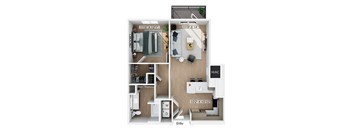 One bedroom floor plan at Hawkley Apartments in Milford MA