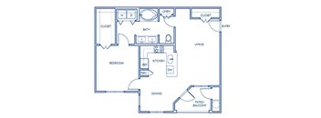 One bedroom floor plan at Vintara Apartments in Murrieta CA