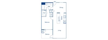 One bedroom floor plan at Landara Apartments in Ontario CA