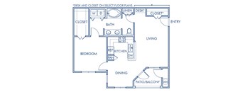 One bedroom floor plan at Sierra at Otay Ranch Apartments in Chula Vista CA