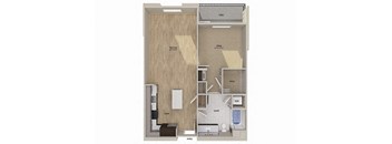 One bedroom floor plan image at Altitude Apartments