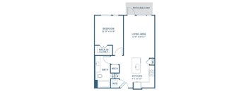 a floor plan of a house with a bedroom and a living room