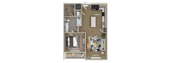 One bedroom floor plan image at 1810 Main in Houston TX