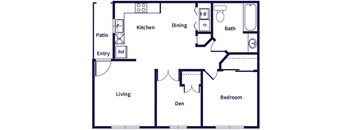 one bedroom floor plan at Dayton Park Apartments in Dayton TX