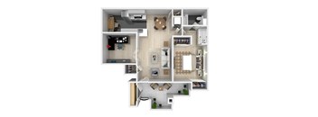One bedroom floor plan image at The Resort at Encinitas Apartments in Encinitas CA