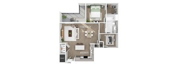 One bedroom floor plan at The Penstone Apartments and Townhomes in South Walpole MA