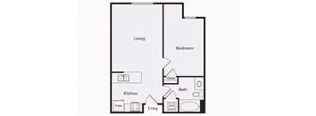 A3 One bedroom floor plan image at iL Palazzo Apartments in San Diego CA