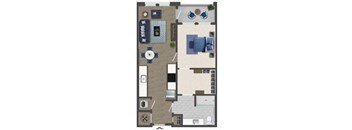 One bedroom Floorplan Image at Caroline Apartments in Charleston SC