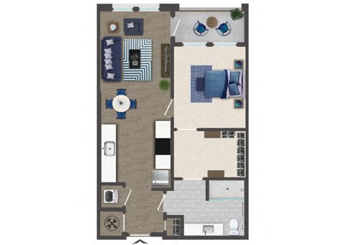 One bedroom Floorplan Image at Caroline Apartments in Charleston SC