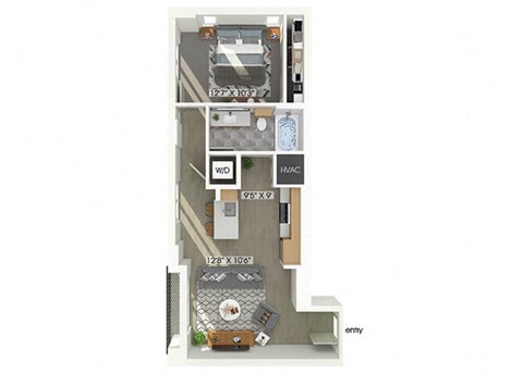 one bedroom one bathroom floor plan at coasterra apartments