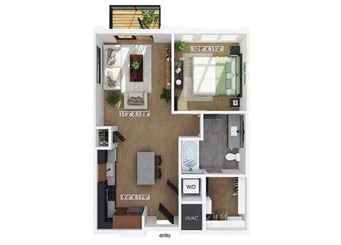 One bedroom floor plan at 333 Ellington in Gaithersburg MD