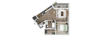 One bedroom floor plan at The Edley in Atlanta GA