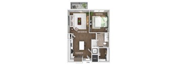 One bedroom floor plan image at The Waylon in McKinney TX
