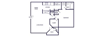 One bedroom floor plan at Landmark at Wynton Pointe Apartment Homes in Nashville TN