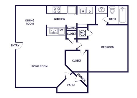 One bedroom floor plan at Landmark at Wynton Pointe Apartment Homes in Nashville TN