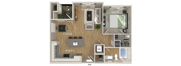 One bedroom floor plan at Olivean Apartments in Broomfield CO