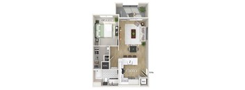 One bedroom floor plan at CALIXA Apartment Homes in Camarillo CA