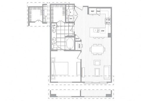 One bedroom floor plan image at Cirro King of Prussia Apartments in King of Prussia PA