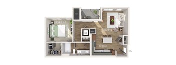 One bedroom floor plan at Rowlen Apartments in Broomfield CO
