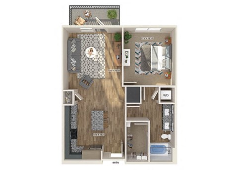 A3 One Bedroom Floorplan Image at Verge Apartments in Atlanta GA