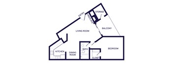 One bedroom floor plan at Newport Apartment Homes in Nashville TN
