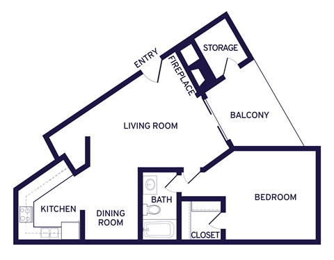 One bedroom floor plan at Newport Apartment Homes in Nashville TN