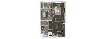 One bedroom floor plan at The Braydon Apartments in Napa CA