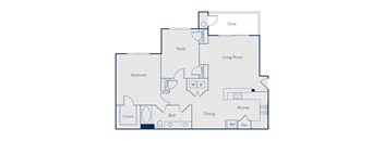 One bedroom one bathroom floorplan image at Callista Hill Country Apartments in Austin TX