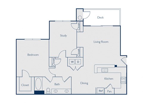 One bedroom one bathroom floorplan image at Callista Hill Country Apartments in Austin TX