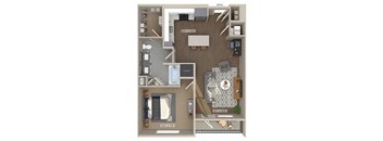One bedroom floor plan image at 1810 Main in Houston TX