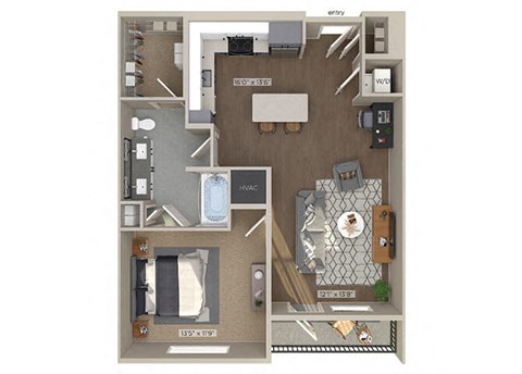 One bedroom floor plan image at 1810 Main in Houston TX