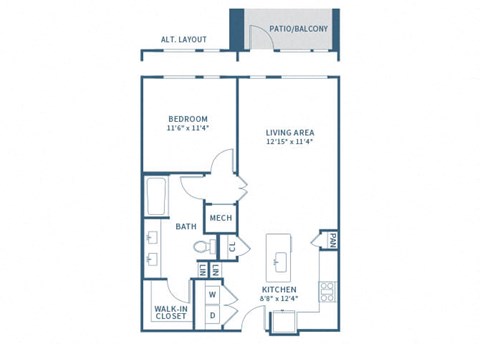 a floor plan of a unit with a bedroom and a bathroom