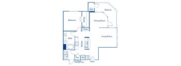 One bedroom floor plan at Landara Apartments in Ontario CA
