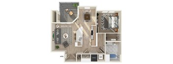 One bedroom floor plan at The Braydon Apartments in Napa CA