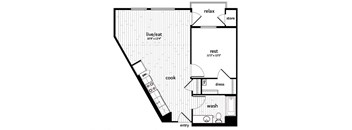 One bedroom floor plan at GEO Apartment in Fremont CA