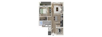 One bedroom floor plan at Station 316 in Woburn MA