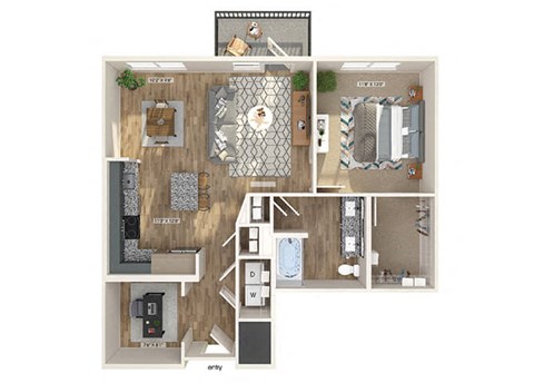 A4D One Bedroom Floorplan Image at Verge Apartments in Atlanta GA