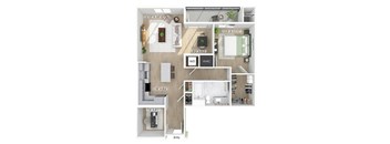 One bedroom floor plan at The Penstone Apartments and Townhomes in South Walpole MA