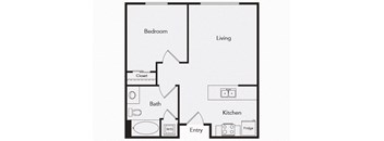 A4 One bedroom floor plan image at iL Palazzo Apartments in San Diego CA